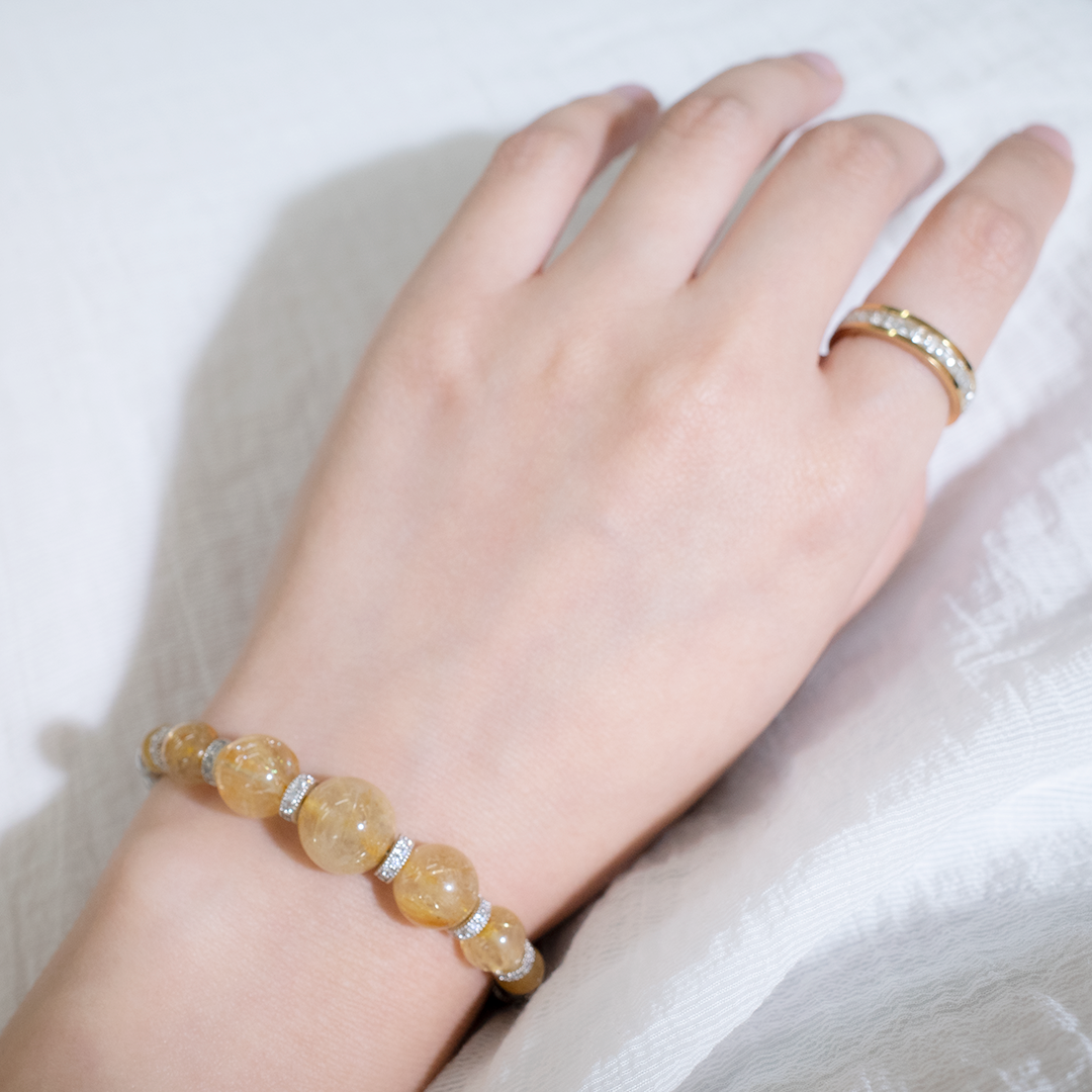 Spackling Planet Golden Rutilated Quartz Bracelet - Jupiter