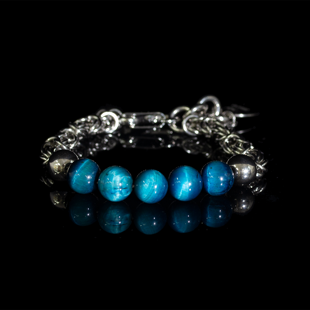 Changeless Engraving Gemstone Bracelet - Blue Tiger's Eye Stone