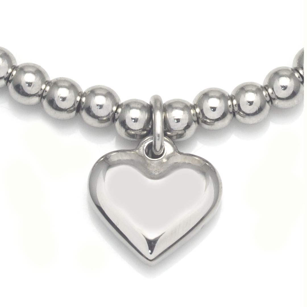 Hearted You 心形牌刻字手鏈 - 銀