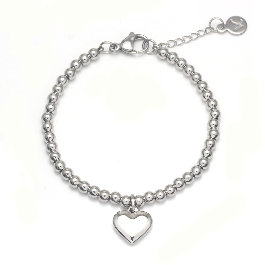 Hearted You 心形牌刻字手鏈 - 銀