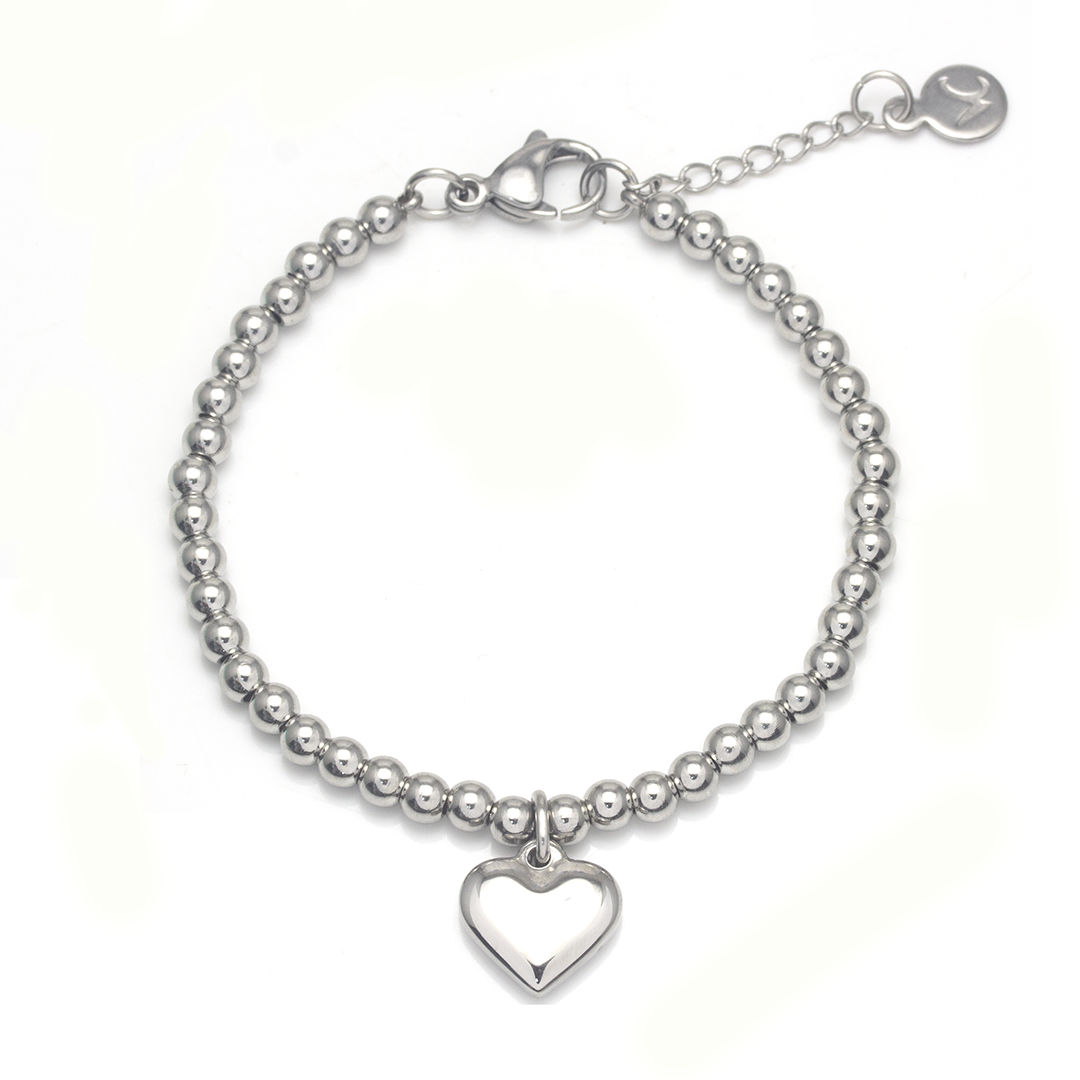 Hearted You 心形牌刻字手鏈 - 銀