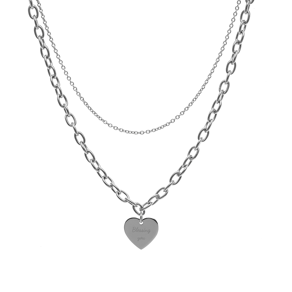 Allora Heart 訂製刻字雙層項鏈