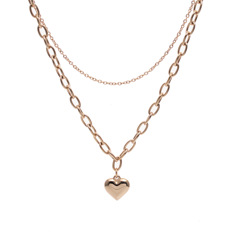 Allora 3D Heart Customize Engraving Double Necklace