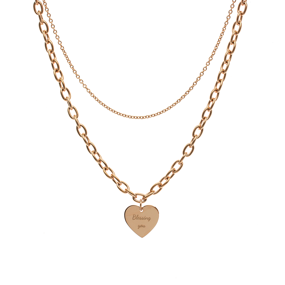 Allora Heart Customize Engraving Double Necklace