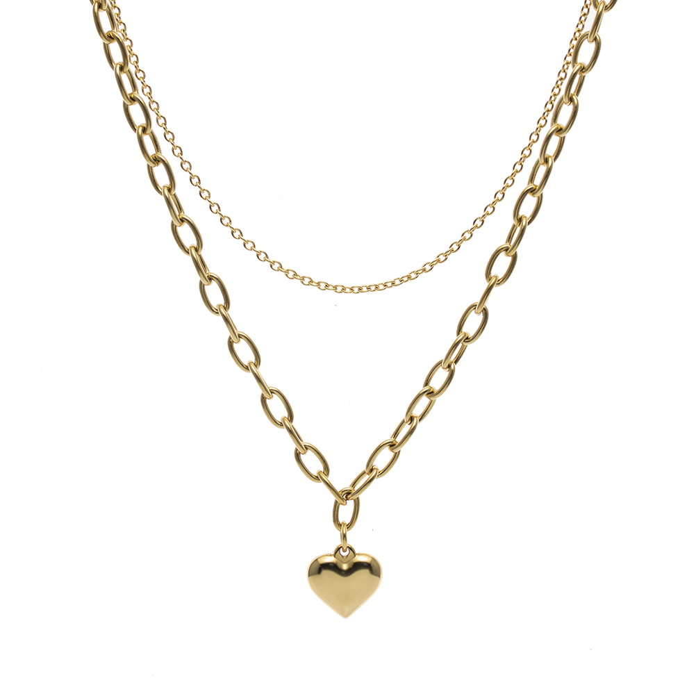 Allora 3D Heart Customize Engraving Double Necklace