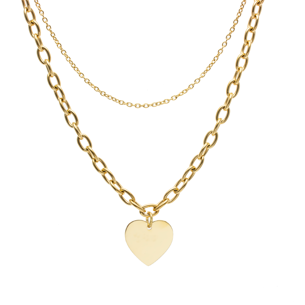 Allora Heart Customize Engraving Double Necklace
