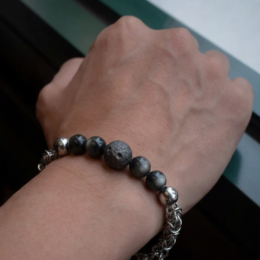 RAW Meteorite Obsidian Bracelet