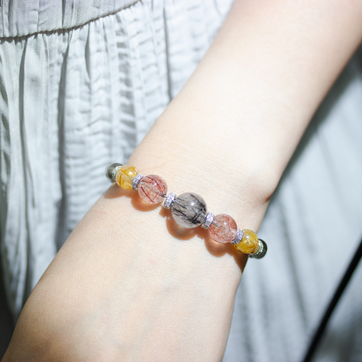 Spackling Planet Rutilated Quartz Bracelet - Earth