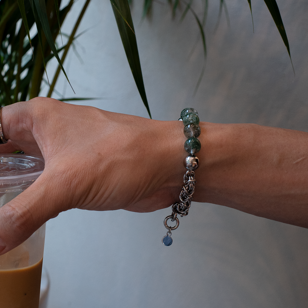 Changeless Engraving Green Phantom Quartz Bracelet